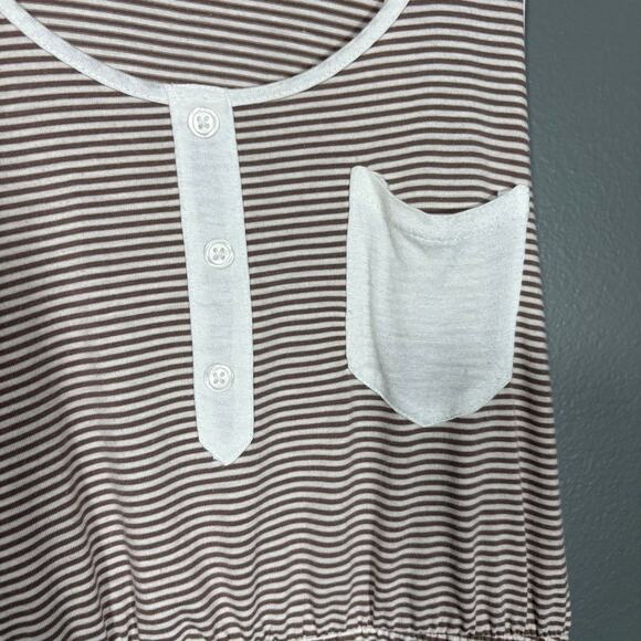 Papaya Women's Brown & White Striped High Low Sundress - Size Medium - Casual - Picture 3 of 7